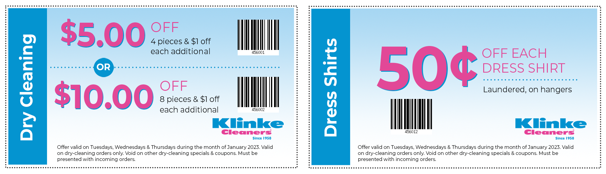 January Dry Cleaning Coupons