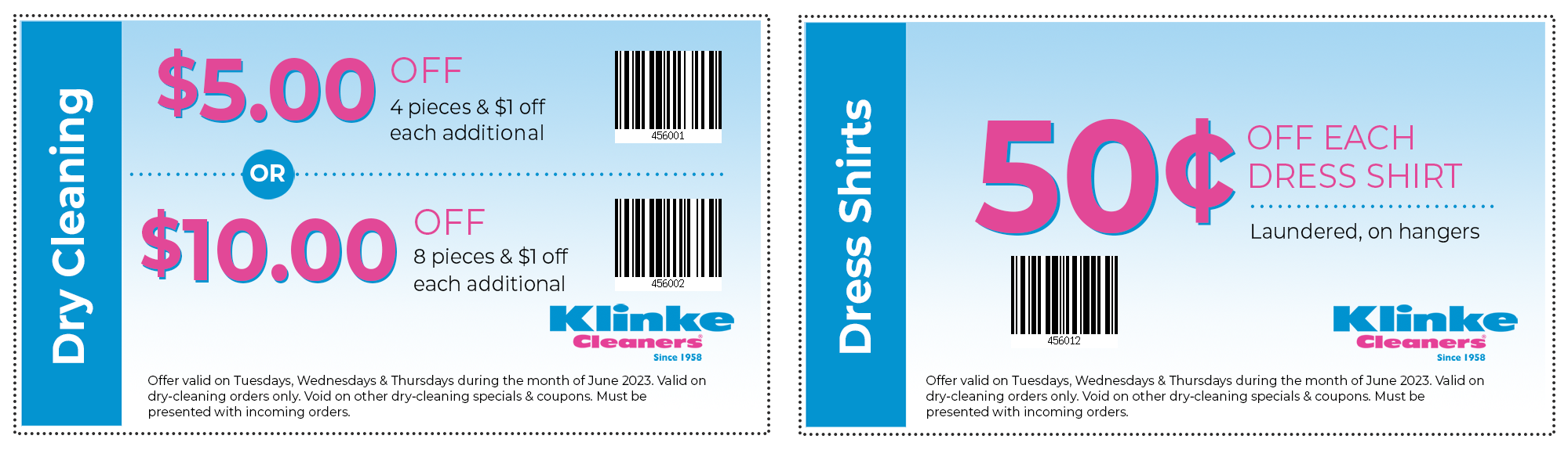 June Coupons Klinke Cleaners