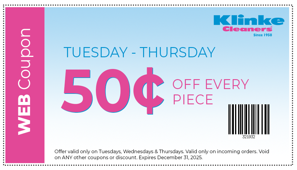 Coupon - Tuesday through Thursday - 50 cents off every piece - Expires Dec. 31, 2025