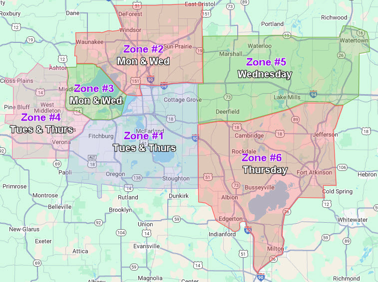 Map of Klinke delivery zones